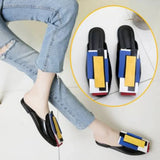 Summer Women Slipper High Block Heels Mules Party Club Ladies Mixed Color White Outdoor Slip-on Square Toe Shoes