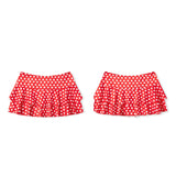 Fashion Summer Mini Skirt Women Dots Print Side Ties Low Waist A Line Skirts for Parties and Casual Wear