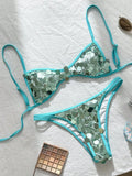 XS - L Glitter Sparkling Squins Halter Bikini Women Swimsuit Female Swimwear Two-pieces Bikini Set High Cut Bathing Suit Swim