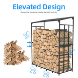Heavy Duty Tall Metal Firewood Rack With Top Cover Outdoor