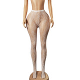 Leggings Tights One-piece Bare Leg Illusion Sexy Women's Floral Elastic Footed Fishnet Stockings Transparent Flower Print MXG2
