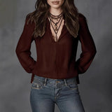 2026 Spring Women's Shirts European and American Fashion Long Sleeve Tops Solid Color Korean Style Lapel Shirts with Ruffles