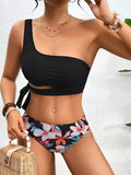 One Shoulder Bikini Set Sexy 2025 Swimsuit Women Solid Padded Swimwear Female Bathers Bathing Swimming Swim Suit Beachwear