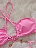 Wrap Around Halter Rhinestones Diamond Bikini Women Swimsuit Female Swimwear Two-pieces Bikini Set Bathing Suit Swim Beach Wear