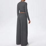 3 Pcs Women's Seamless Yoga Set Sports Fitness Gym Slim-Fit Long Sleeve & Tank Top Suits Workout Running Training Sets