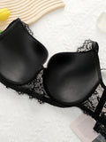 Women's Sexy Oversized Lingerie With Half Cup Pull Up And Anti Sagging Black Lace Design Suitable For Plump Women 90D-110D B2439