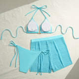 2026 Triangle String Bikinis Women 3 Pieces Swimwear Female & Beach Skirt Sexy Swimsuit Bathers Bathing Swimming Swim Suit Beach