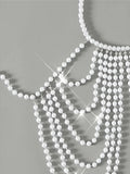 Luxury Pearls Chain Fringe Tassel Bikini Bottom Swim Brief Women Swimwear Female Bather Brazilian Tanga Panties Underwear