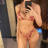 S - XL Sexy Floral Printed Brazilian Bikini Women Swimwear Female Swimsuit Two-pieces Bikini Set Bather Bathing Suit Swim V6475