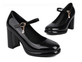 Spring and Autumn New Styles Fashion High-heeled Women's Shoes Shallow Mouth Buckle Square Heel Women Shoes Size 34-45 High 9cm