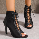 New Big Size 42 Sexy Thin High Heels Cross-tied Gladiator Sandals Women Elegant Black Dancing Party Shoes Stiletto Ankle Booties