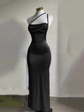 Sexy Hot Girls Slim Spaghetti Strap Long Dresses Women Solid Color Backless Package Hip Bodycon Slit Dress Party Club Vestidos