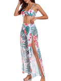 3 Pieces Strappy Bikinis 2026 Women Printed Swimsuit & Beach Dress Sexy High Waist Swimwear Female Bathing Swimming Swim Suit