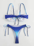 Sexy Tie Dye Print Push Up Bikinis Sets Two Pieces Side Tie Swimsuit Thong Swimwear Biquini Conjunto De Bikini Tankini Beachwear