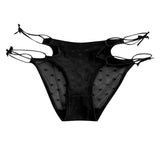 2026 Womens Briefs Sexy Love Mesh Transparent Low Waist Triangle Pants Thin Bow Knot Hollow Breathable Thongs Ruffled Panties