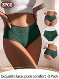 3PCS/Set Women's Sexy Lace Panties High Waist Hollow Out Briefs Breathable Underwear Female Elastic Soft Lingerie XS-XXL