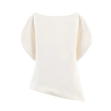 Women's Fashionable Elegant Versatile Puff Sleeve Top Women Boat Neck Puff Sleeve Hem Blouse Solid Color Slim Fit Top ASH4