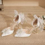 Pointed Toe Bow  Women's Stiletto Hee Elegant Large Size Thin Heel Shoes for Women 2026 New