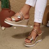Women's Wedges Sandals Luxury Platform Slippers Sexy 2026 Women Shoes Shiny High Heels Women Beach Shoes