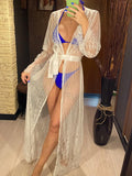 S - XL Sexy Sheer Crochet Lace Tunic Beach Cover Up Beach Cover-ups Long Beach Dress Beach Wear Beachwear Female Women V1318
