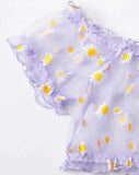 Mesh Floral Printed Off Shoulder 2Pcs Lingerie Set for Women Sexy Underwear Transparent Tops+Shorts Panties Exotic Sets
