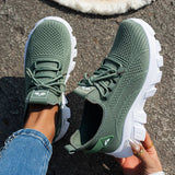 Orange Breathable Knitted Sneakers Women Comfort Slip On Mesh Sport Shoes Woman Plus Size 43 Thick Bottom Vulcanized Shoes Mujer
