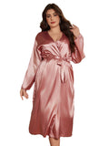 Noble and elegant solid color fashionable Robe autumn and winter Plus Size women's Clothes