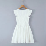 Floral Embroidery Cotton Summer Women's Dress Sleeveless Buttons Decor Short Mini Dress Elegant Yellow A-line New in Dress 2025