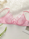 Beautiful Women's Pink and Black brassiere Lace Sexy Lingerie Set Pull Up Bra 2024 New fashionable Women's Clothing
