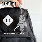 1PC Personalized Rocket Ship Backpack Tag, Custom Kids Name Tag, Space Theme Keychain for Backpack, Lunch Box or Diaper Bag