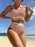 High Waist Bikini 2026 Women Strappy Swimwear Female Sexy Padded Swimsuit Solid Bathing Swimming Swim Suit Summer Beachwear