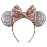 Disney Mickey Mouse Ears Leopard Print Headbands for Girls Baby Women Sequins 5"Bows Hair Accessories Adults Hairbands Kids Gift