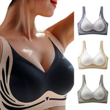 Women's V-Neck Seamless Push-Up Bra with Anti-Spill Design 4 Colors Anti-sagging Lift-up Bras Plus Size Comfort Lingerie M-4XL