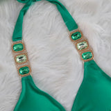 Halter Scrunch Butt Rhintstone Diamond Bikini Women Swimsuit Female Swimwear Two Pieces Bikini Set Brazilian Bathing Suit Swim