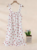 Women’s Cotton Gauze Ruffle Nightgown, Sleeveless Frill Strap Home Sleepwear, Soft Breathable Casual Night Dress for Summer