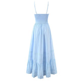 Women's Fashion All-Cotton Strap Long Dress Women's Satin Dress Lace Trim Elegant Evening Wear Dress For Woman Sleeveless GNTG