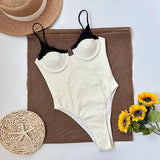 One Piece Swimsuit 2024 New Swimwear Black White Women Bathing Suit Beachwear Vintage Retro Monokini Swim Maillot de bain