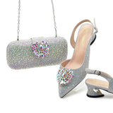 Doershow new come Matching Women Shoe and Bag Set Decorated colorful Nigerian Shoes and Bag Set Italy Shoes and Bag set  HAS1-1