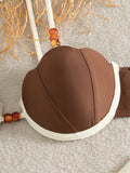Sexy Coffee Contrast Ruffles Thong Bikini Set Women Hollow Out Push Up Underwire Bra Swimwear 2026 Summer Bathing Suit Swimsuit