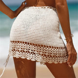 2026 Hollow Out Skirt Sarong Crochet Knitted Tunic Beach Cover Up Cover-ups Beach Dress Beach Wear Beachwear Female Women V8074