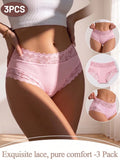 3PCS/Set Women's Sexy Lace Panties High Waist Hollow Out Briefs Breathable Underwear Female Elastic Soft Lingerie XS-XXL