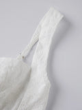 2026 Summer Women's Floral Eyelet White Cami Dress Sleeveless Square Neck A-line Dress Beach Bohemian Retro Sundress