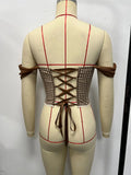 Retro French Jacquard Red Plaid Camisole 2026 Women Sexy Lace Trim Spliced Off Shoulder Chest Wrapped Fishbone Chest Party Tops