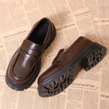 British Style Platform Loafers Women 2026 Autumn Slip On Thick Bottom Pu Leather Pumps Woman Plus Size 43 Office Student Shoes