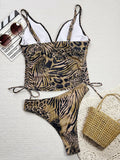 New Leopard Tankini V Neck Bikini Female Swimsuit Women Swimwear Two-pieces Bikini set Brazilian Bather Bathing Suit Swim Lady