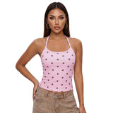 Women's Summer Halter Neck Tops Fashion Sleeveless Dota Print Slim Fit Cami Tops
