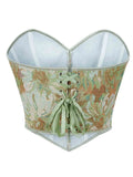 New French retro printed vest women wear fishbone corset with U-neck to gather the palace corset.