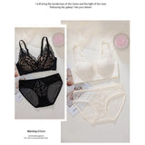 French Style Sexy Lace Underwear Set, Non-Padded Push Up Bra for Small Bust, Wirefree & Breathable, New Hot Bestseller MOYISU AB