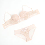 Hot Sale Pink Floral Lace Bra Set for Women Push Up Wirefree Silky Mesh Chiffon Adjustable Straps Back Closure Daily Lingerie