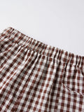 Summer Women's Loose Plaid Shorts Elastic Waist Wide Leg Shorts with Pockets Daily Lounge Casual Going Out Short Pants